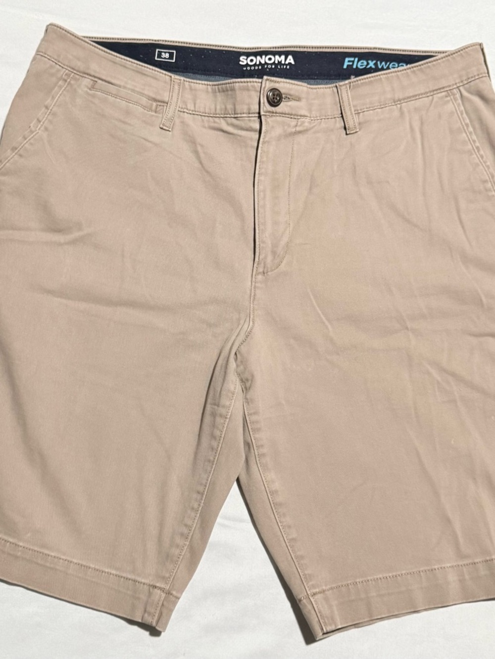 SONOMA Men's Light Tan Flat-Front Shorts